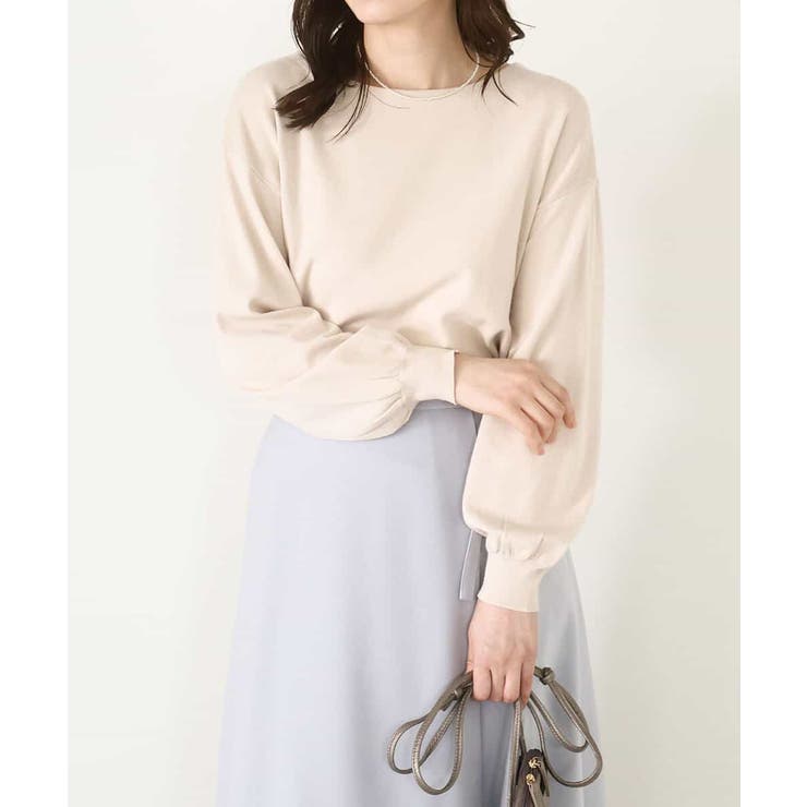 ベージュ | ボリューム袖ベーシックニット/洗える/WEB限定サイズあり | OFUON