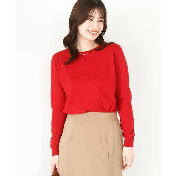 ドット柄コンパクトニットプルオーバー/洗える/WEB限定サイズあり | OFUON | 詳細画像2 