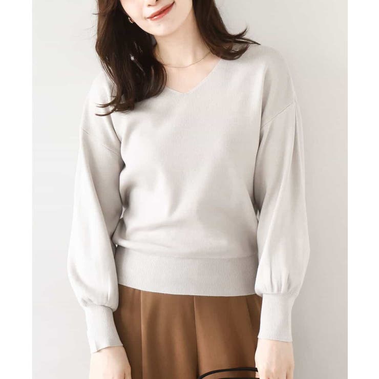 ベージュ | ベーシックVネックニット/洗える/WEB限定サイズあり | OFUON