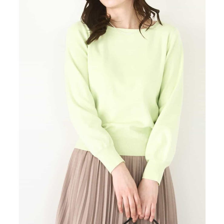 ライトグリーン | ベーシックボートネックニット/洗える/WEB限定サイズあり | OFUON