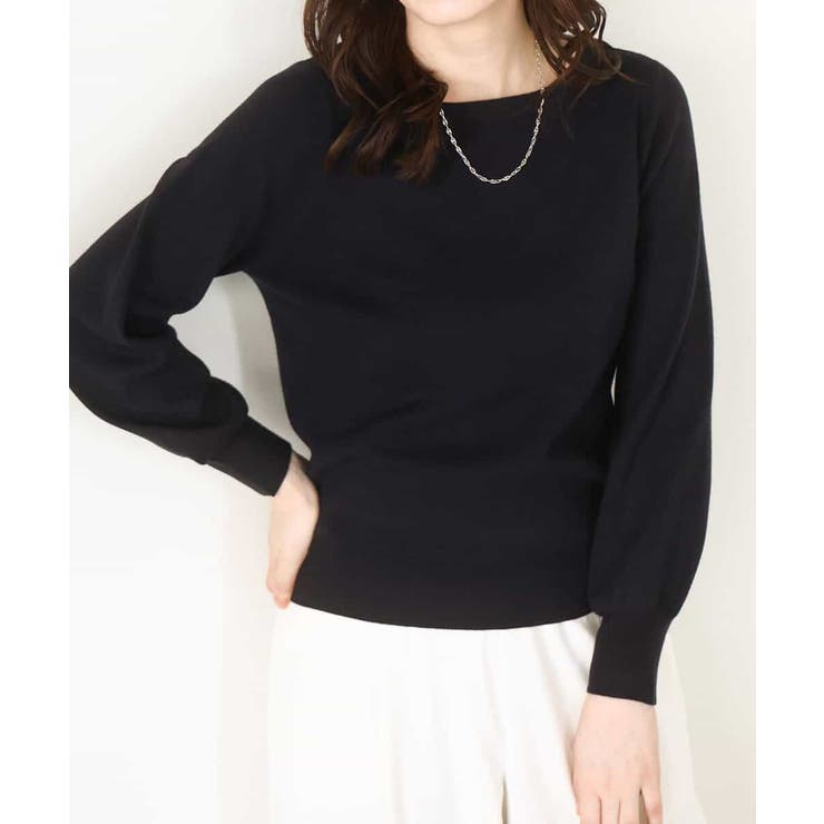 ブラックネイビー | ベーシックボートネックニット/洗える/WEB限定サイズあり | OFUON