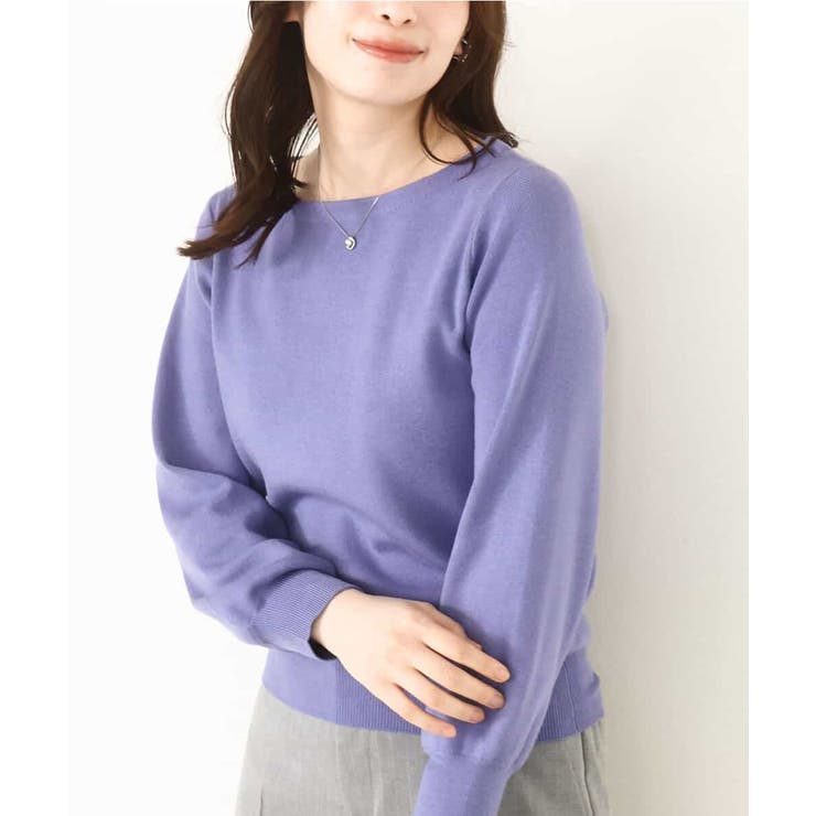ラベンダー | ベーシックボートネックニット/洗える/WEB限定サイズあり | OFUON