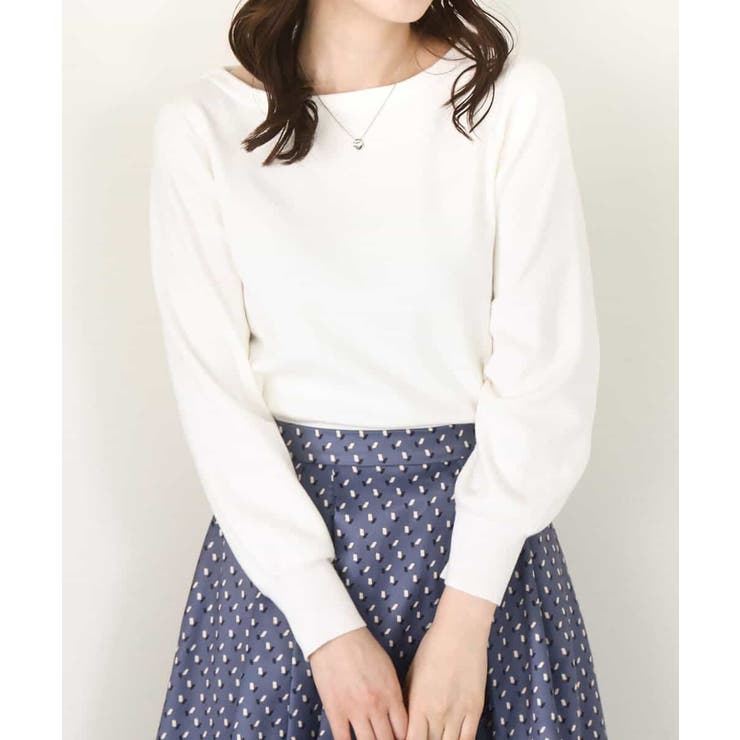 ホワイト | ベーシックボートネックニット/洗える/WEB限定サイズあり | OFUON