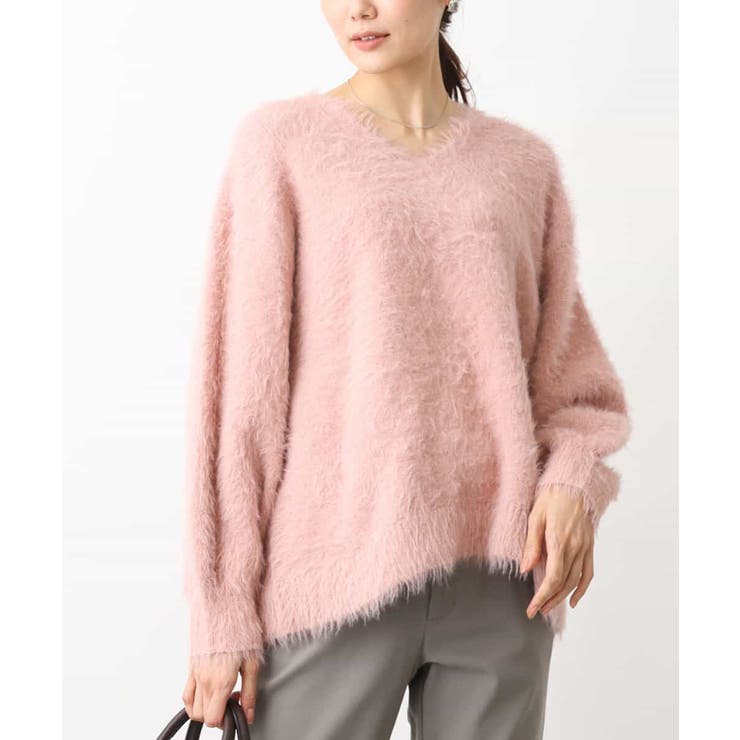 フェザーヤーンVネックニット | OFUON | 詳細画像1 