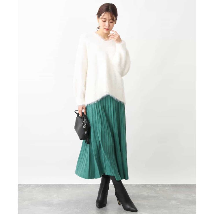 フェザーヤーンVネックニット | OFUON | 詳細画像12 