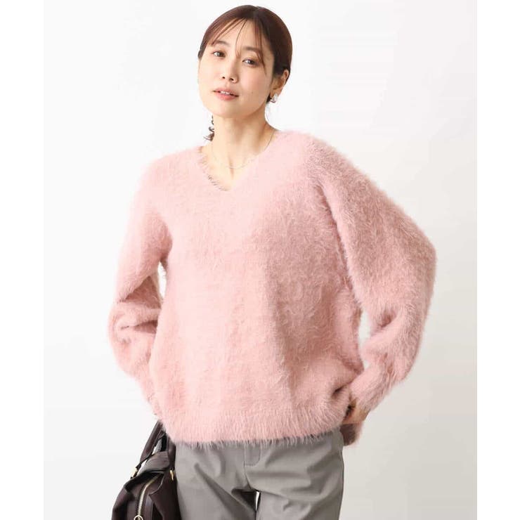 フェザーヤーンVネックニット | OFUON | 詳細画像2 