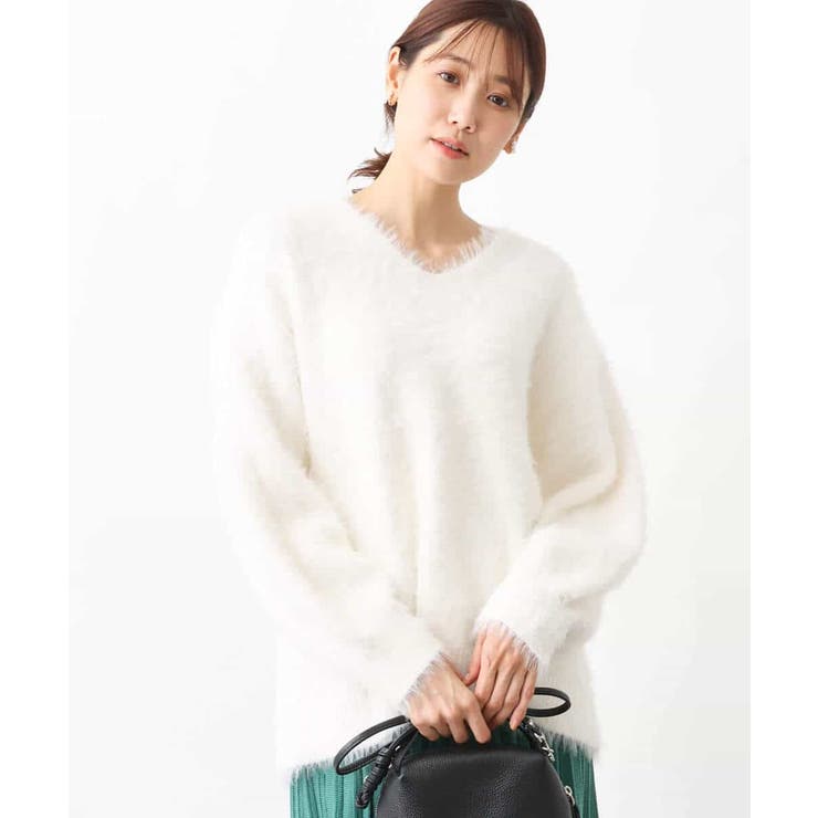 フェザーヤーンVネックニット | OFUON | 詳細画像9 