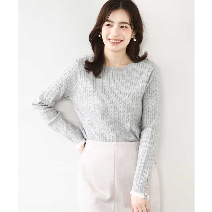 ライトグレー | ミニケーブル柄ニット/洗える/WEB限定サイズあり | OFUON