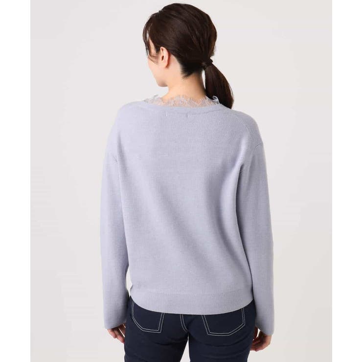 Vネックレース片畦編みニット/洗える/WEB限定サイズあり | OFUON | 詳細画像20 