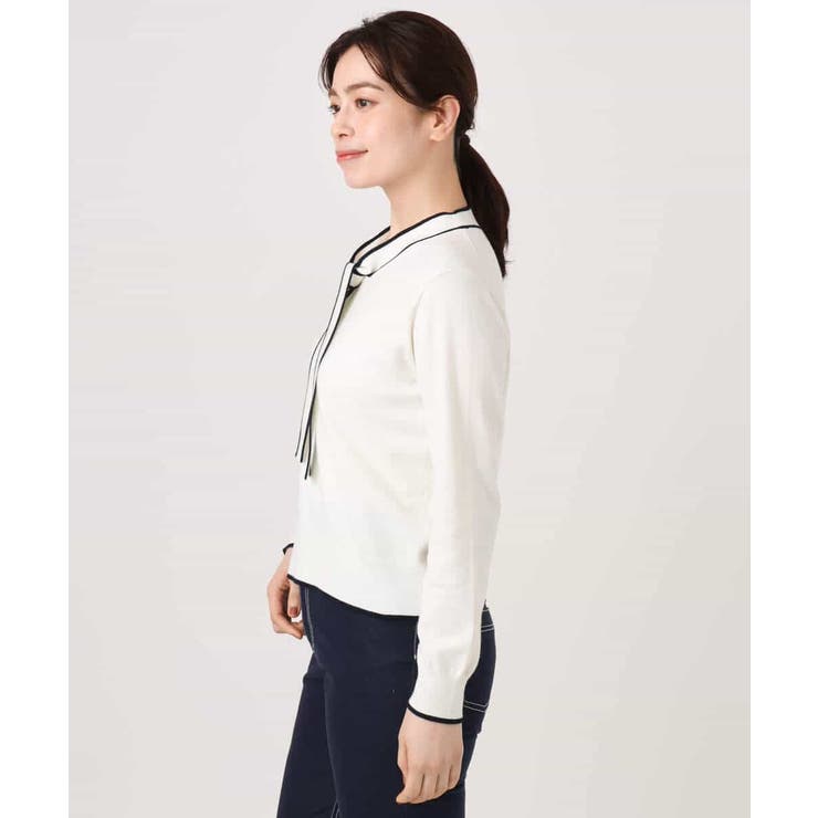 配色ラインボウタイニット/洗える/WEB限定サイズあり | OFUON | 詳細画像16 