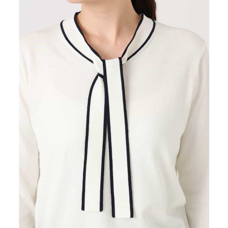 配色ラインボウタイニット/洗える/WEB限定サイズあり | OFUON | 詳細画像18 