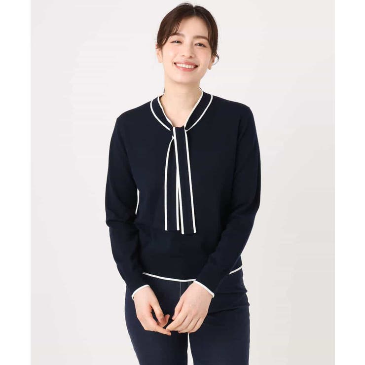 配色ラインボウタイニット/洗える/WEB限定サイズあり | OFUON | 詳細画像23 