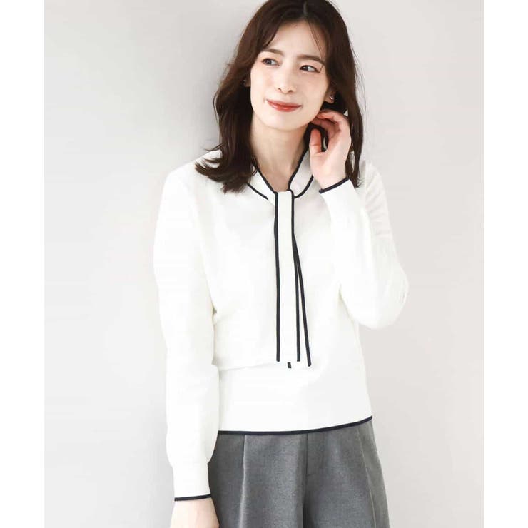 配色ラインボウタイニット/洗える/WEB限定サイズあり | OFUON | 詳細画像6 