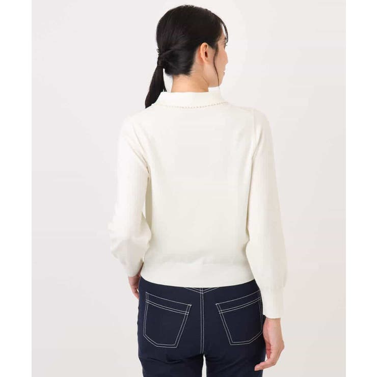 パール調ビーズ衿付きハイゲージニット/洗える | OFUON | 詳細画像20 