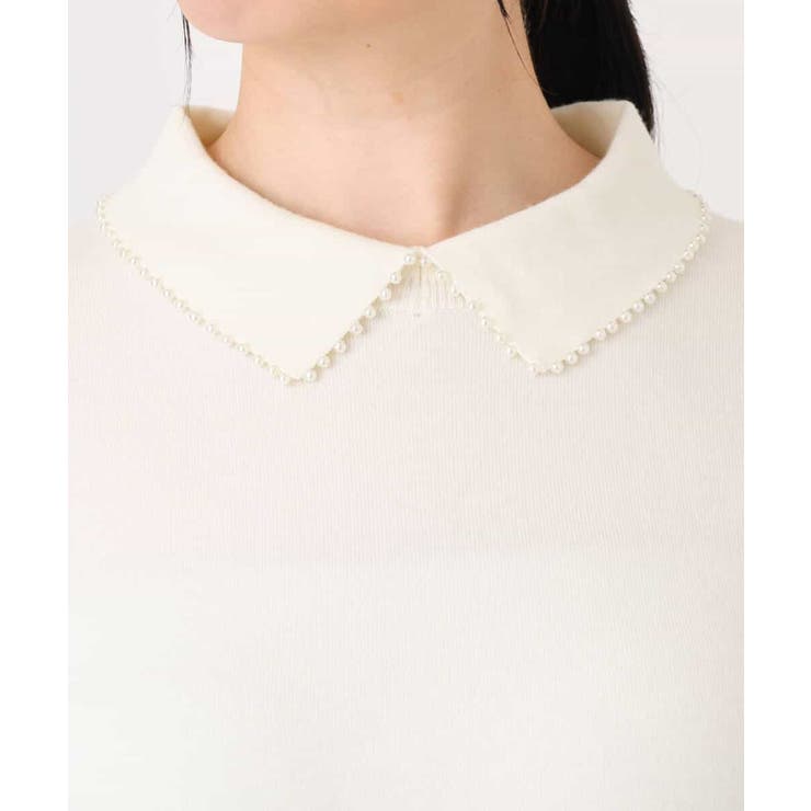パール調ビーズ衿付きハイゲージニット/洗える | OFUON | 詳細画像21 