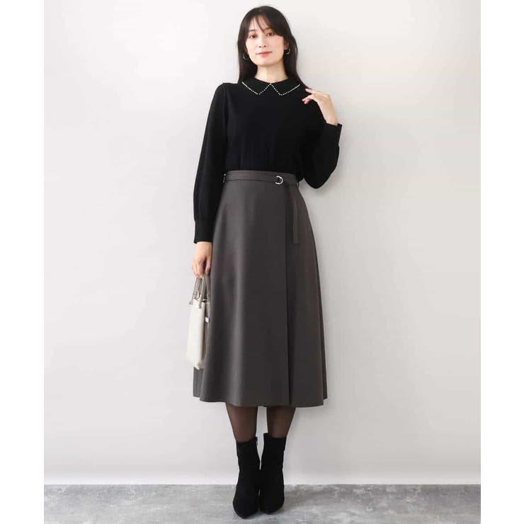 パール調ビーズ衿付きハイゲージニット/洗える | OFUON | 詳細画像3 