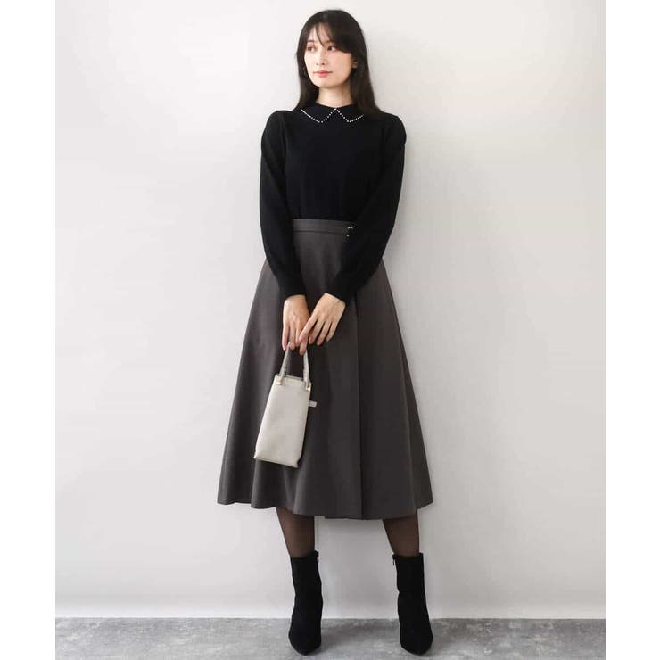 パール調ビーズ衿付きハイゲージニット/洗える | OFUON | 詳細画像5 