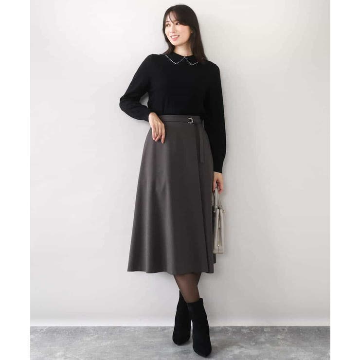 パール調ビーズ衿付きハイゲージニット/洗える | OFUON | 詳細画像6 