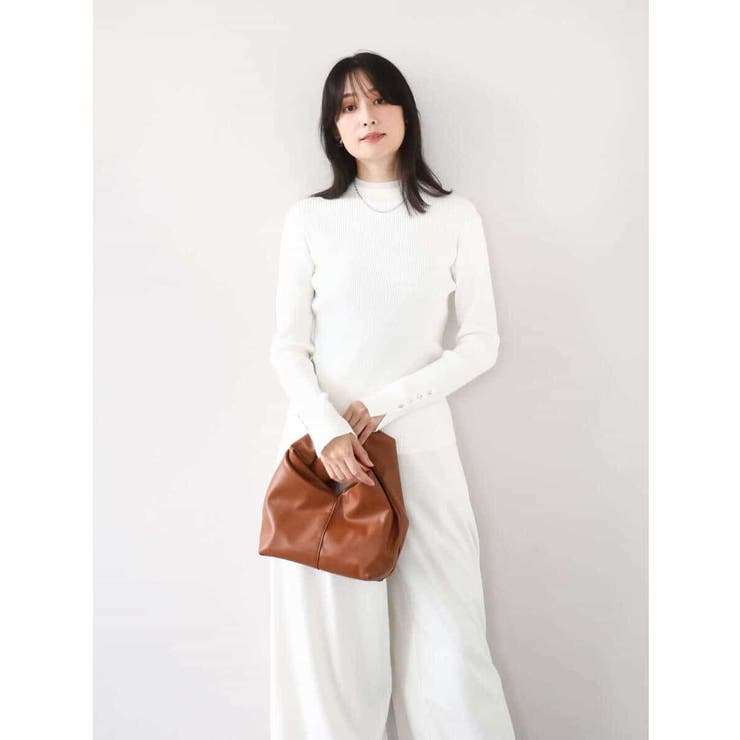 シアー切替えモックネックリブニット/洗える/WEB限定サイズあり | OFUON | 詳細画像10 