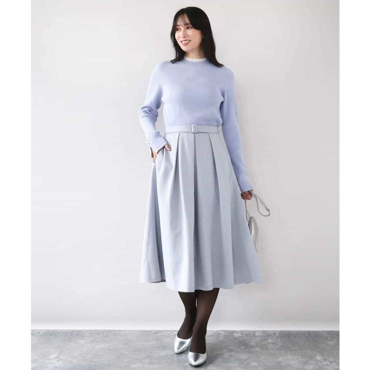 シアー切替えモックネックリブニット/洗える/WEB限定サイズあり | OFUON | 詳細画像23 