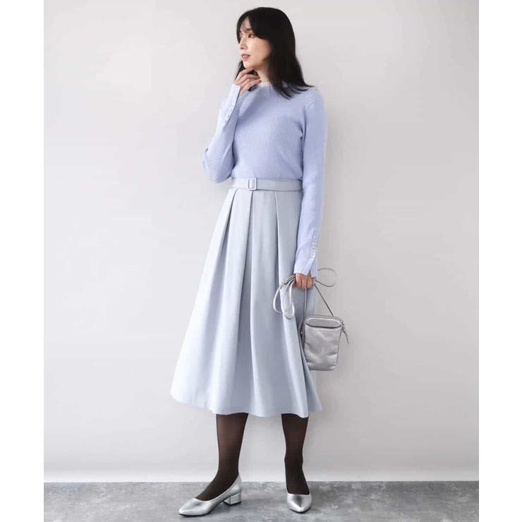 シアー切替えモックネックリブニット/洗える/WEB限定サイズあり | OFUON | 詳細画像25 