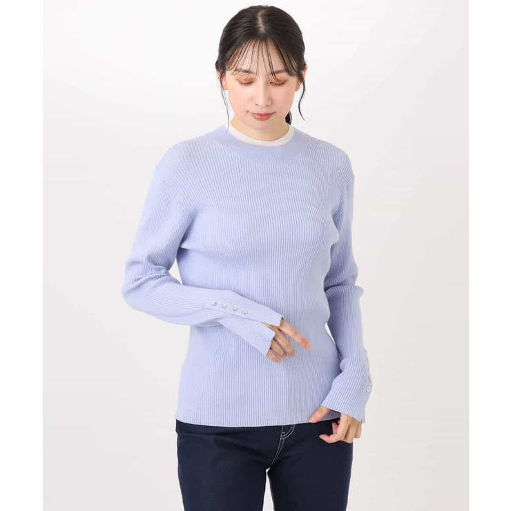 シアー切替えモックネックリブニット/洗える/WEB限定サイズあり | OFUON | 詳細画像27 