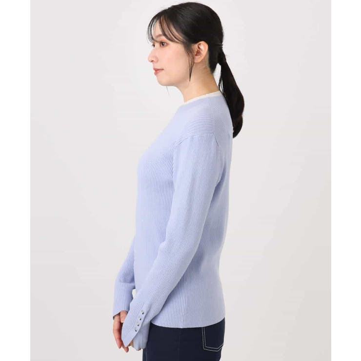 シアー切替えモックネックリブニット/洗える/WEB限定サイズあり | OFUON | 詳細画像28 