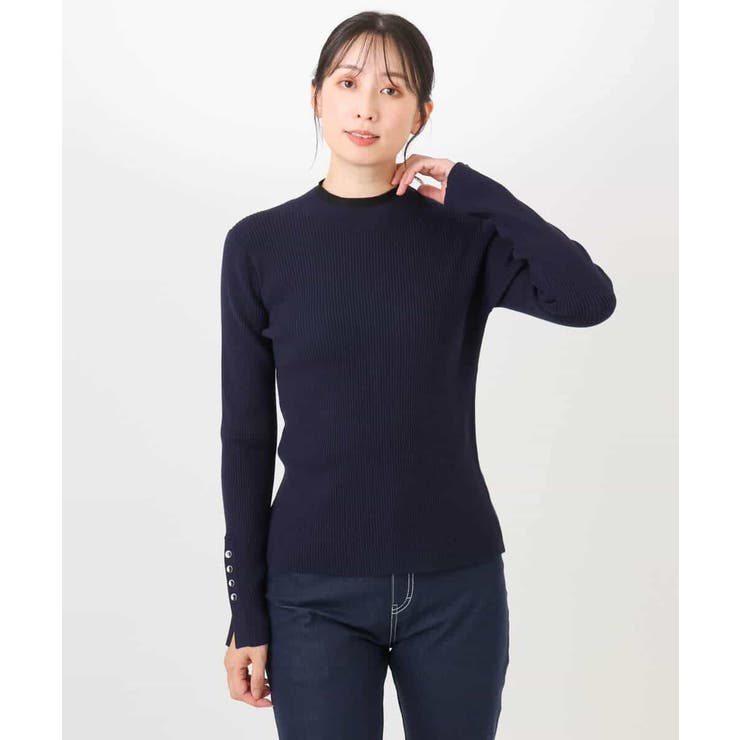 シアー切替えモックネックリブニット/洗える/WEB限定サイズあり | OFUON | 詳細画像34 