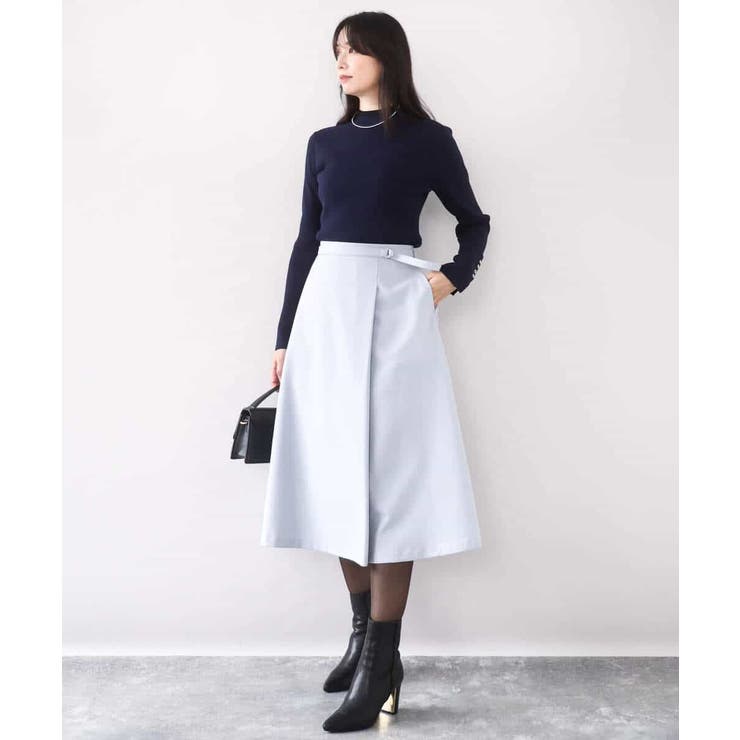 シアー切替えモックネックリブニット/洗える/WEB限定サイズあり | OFUON | 詳細画像5 