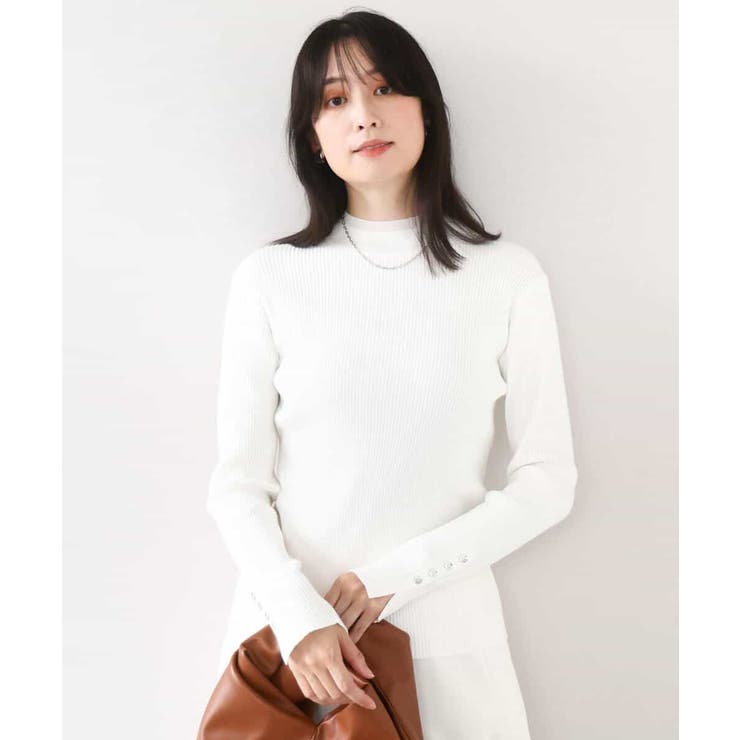 シアー切替えモックネックリブニット/洗える/WEB限定サイズあり | OFUON | 詳細画像7 