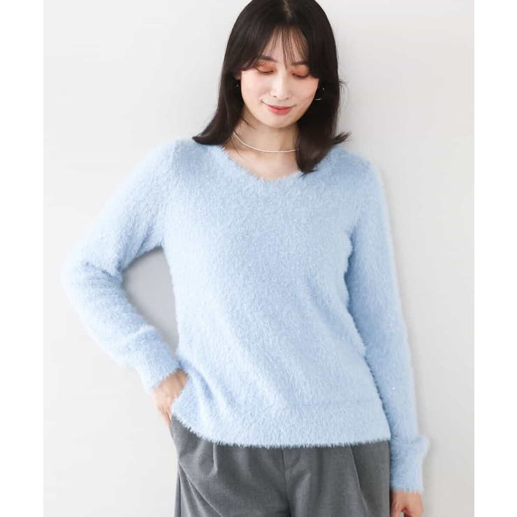 ライトブルー | ミニスパンコールシャギーニット/洗える/WEB限定サイズあり | OFUON