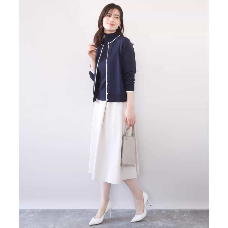 配色ラインアンサンブル（カーディガン&ニットプルオーバー） UVカット 洗える | OFUON | 詳細画像3 