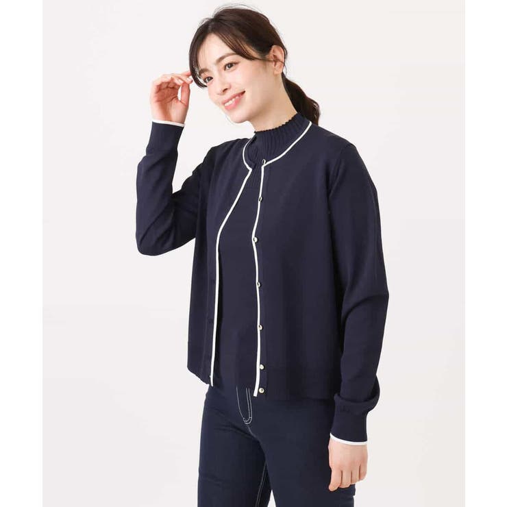 配色ラインアンサンブル（カーディガン&ニットプルオーバー） UVカット 洗える | OFUON | 詳細画像40 