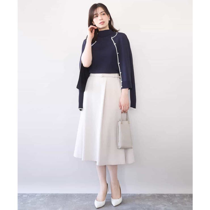 配色ラインアンサンブル（カーディガン&ニットプルオーバー） UVカット 洗える | OFUON | 詳細画像7 