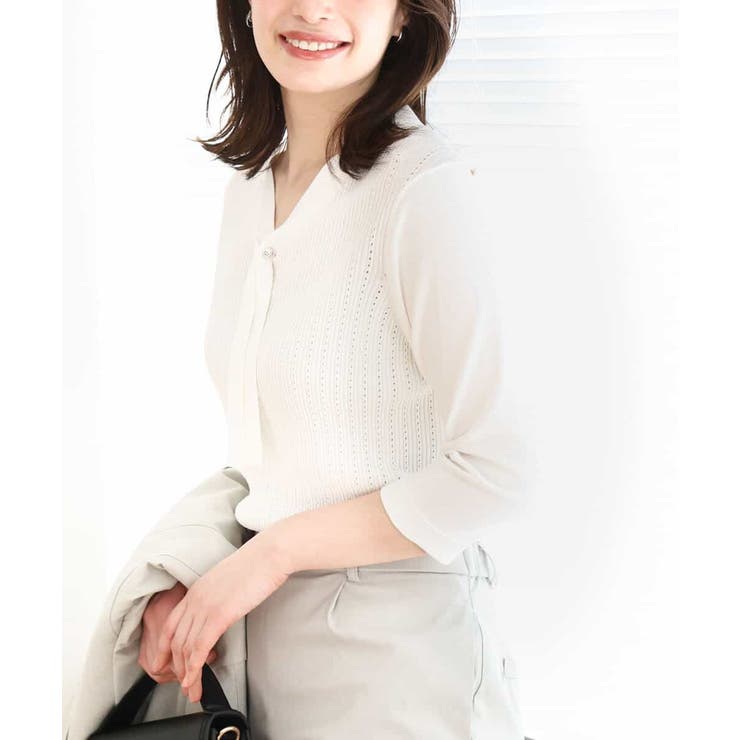 ボウタイデザイン六分袖ニット/洗える/WEB限定サイズあり[品番 ボウタイデザイン六分袖ニット/洗える/WEB限定サイズあり[品番