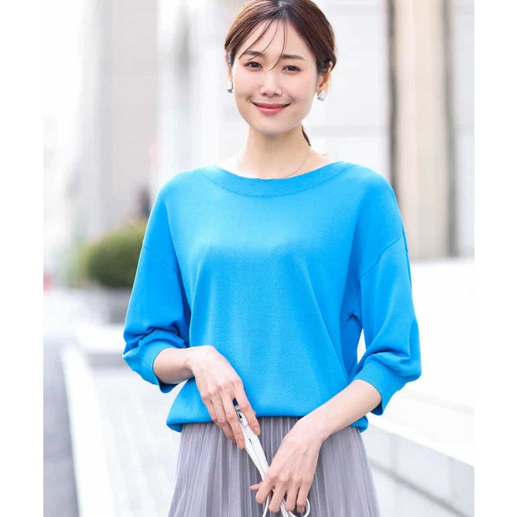 ボートネック五分袖ニット/洗える | OFUON | 詳細画像15 