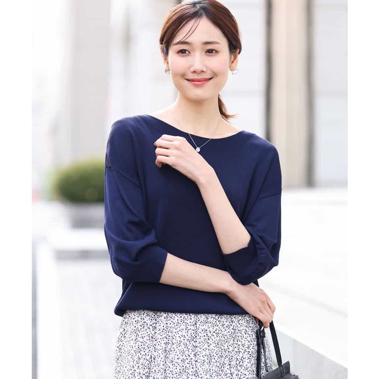 ボートネック五分袖ニット/洗える | OFUON | 詳細画像23 