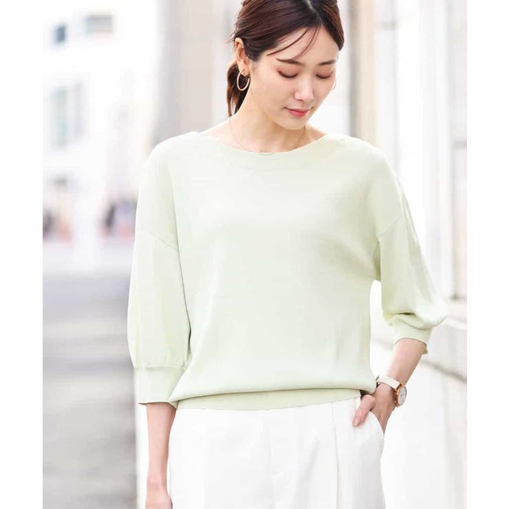 ボートネック五分袖ニット/洗える | OFUON | 詳細画像28 