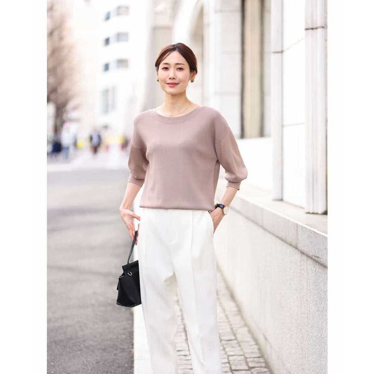 ボートネック五分袖ニット/洗える | OFUON | 詳細画像6 