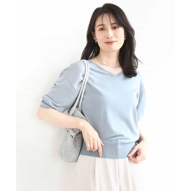 ハイゲージVネックニット/UVカット/接触冷感/洗える/WEB限定サイズあり | OFUON | 詳細画像14 
