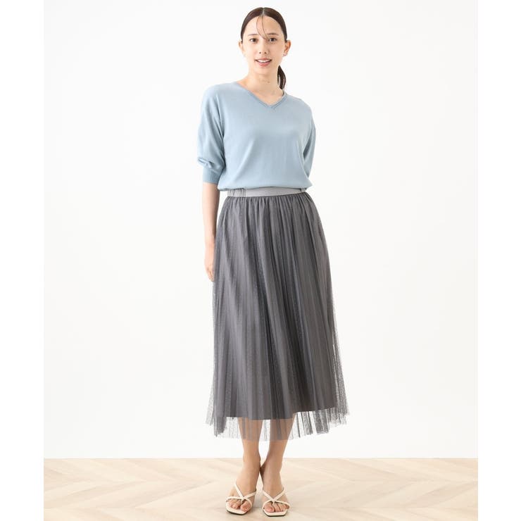 ハイゲージVネックニット/UVカット/接触冷感/洗える/WEB限定サイズあり | OFUON | 詳細画像22 