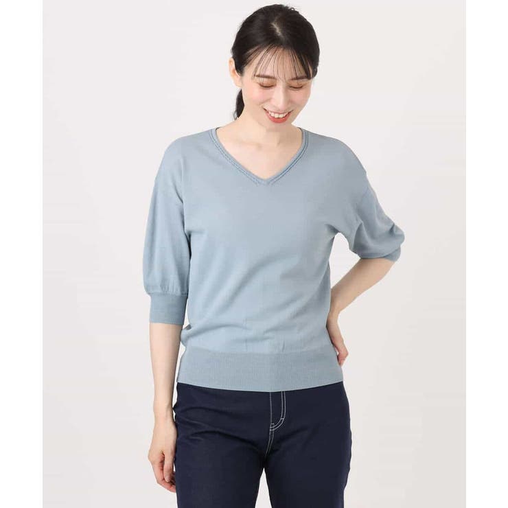 ハイゲージVネックニット/UVカット/接触冷感/洗える/WEB限定サイズあり | OFUON | 詳細画像23 