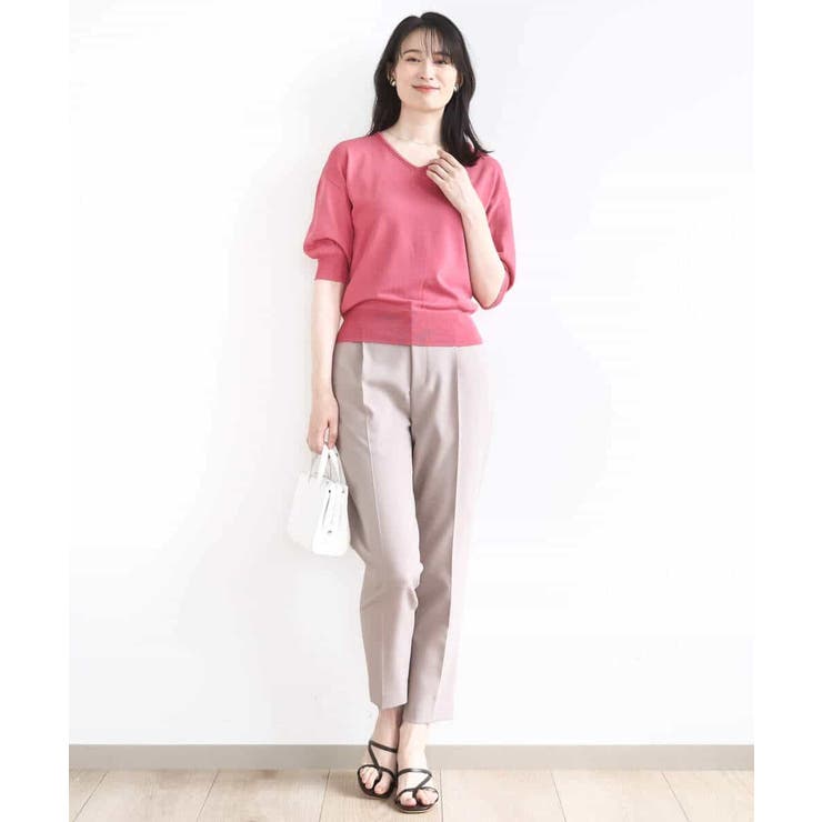 ハイゲージVネックニット/UVカット/接触冷感/洗える/WEB限定サイズあり | OFUON | 詳細画像3 