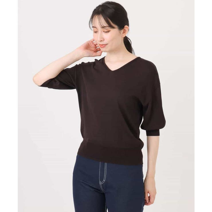 ハイゲージVネックニット/UVカット/接触冷感/洗える/WEB限定サイズあり | OFUON | 詳細画像30 