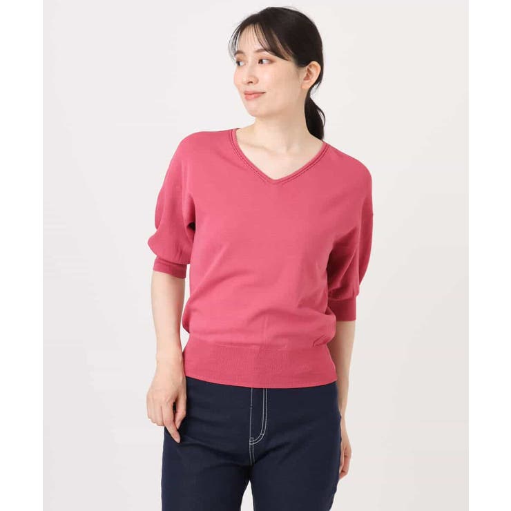 ハイゲージVネックニット/UVカット/接触冷感/洗える/WEB限定サイズあり | OFUON | 詳細画像31 