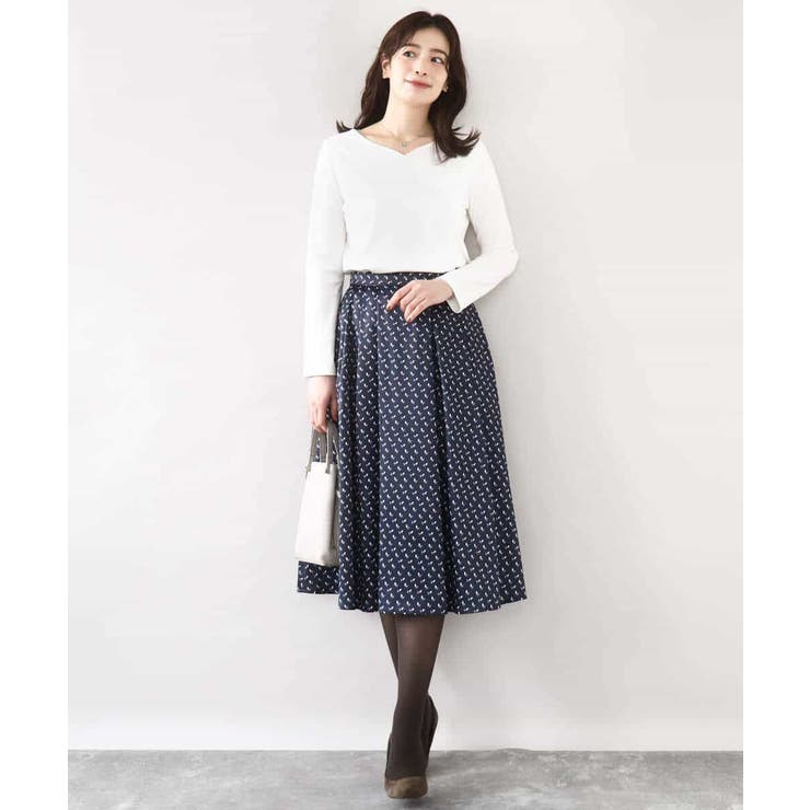幾何柄タックフレアースカート/洗える | OFUON | 詳細画像16 