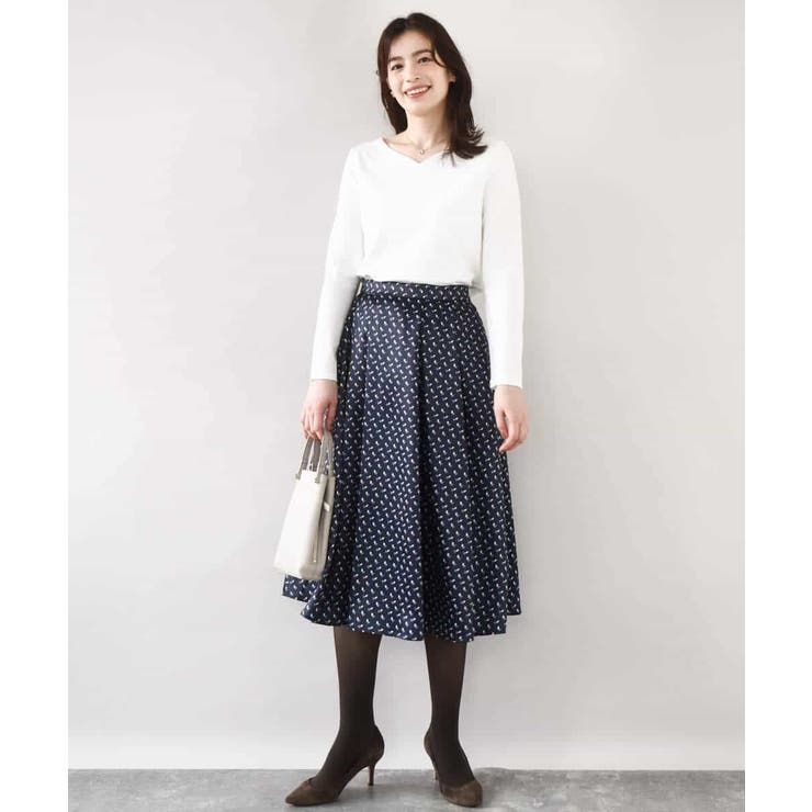 幾何柄タックフレアースカート/洗える | OFUON | 詳細画像18 
