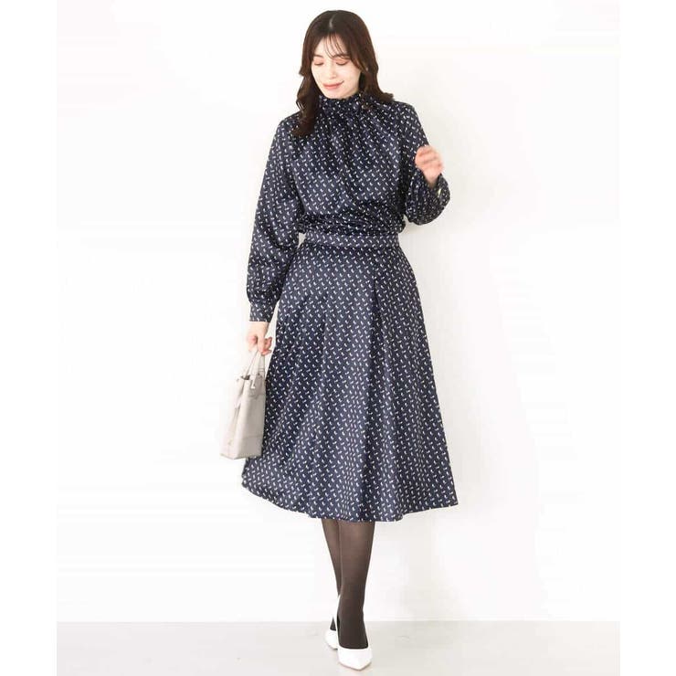 幾何柄タックフレアースカート/洗える | OFUON | 詳細画像6 