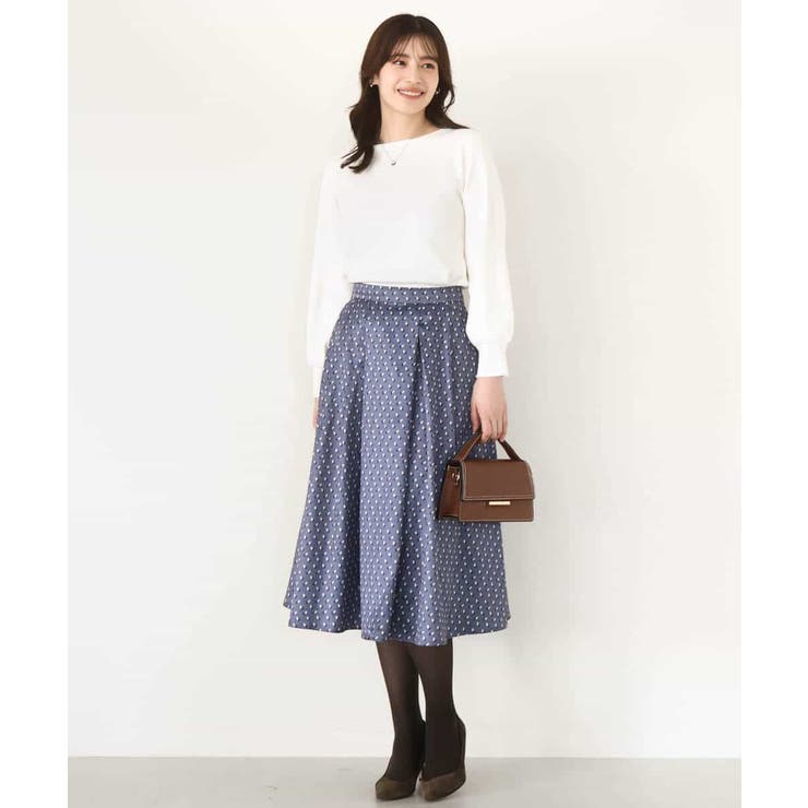 幾何柄タックフレアースカート/洗える | OFUON | 詳細画像9 