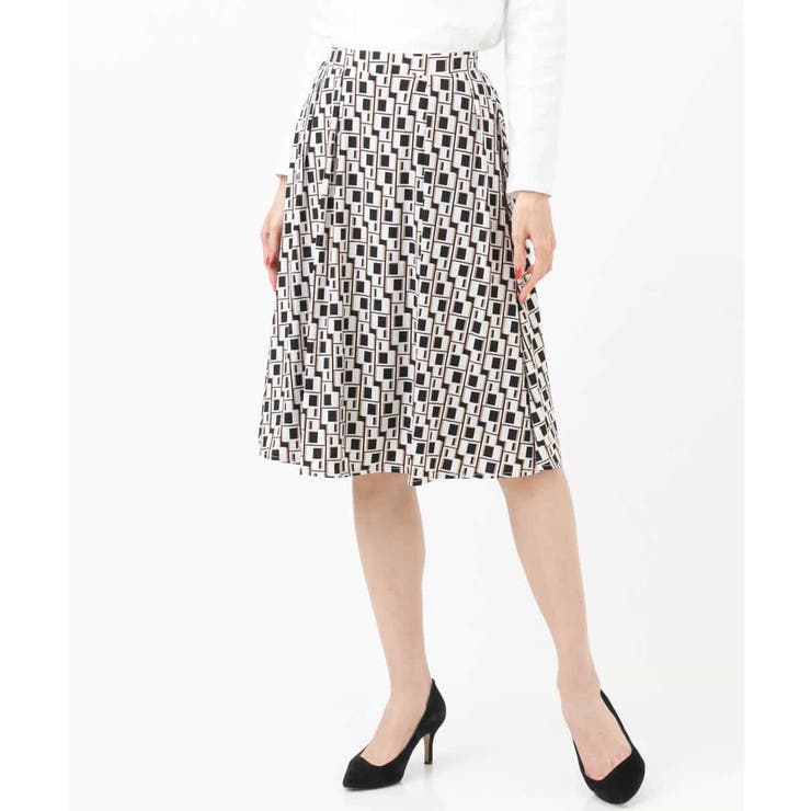 スクエア幾何柄ジャージスカート/洗える | OFUON | 詳細画像14 